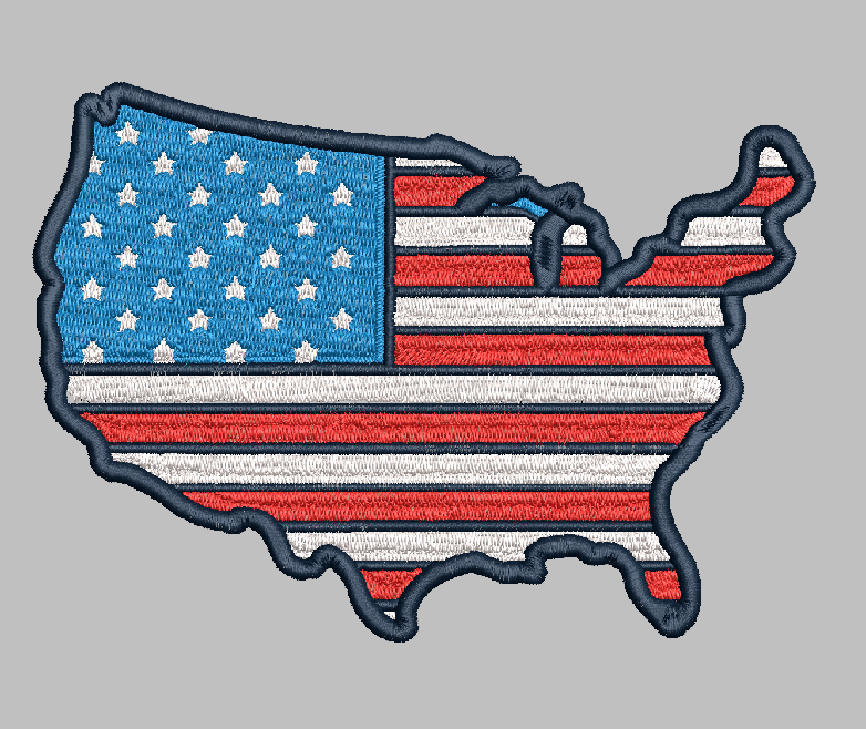 USA Map Flag Embroidery Design