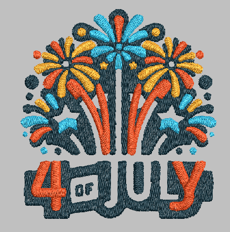 4th of July Fireworks Embroidery Design