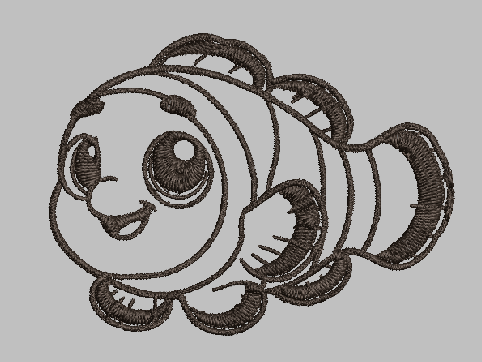 Clown Fish Silhouette Embroidery Design