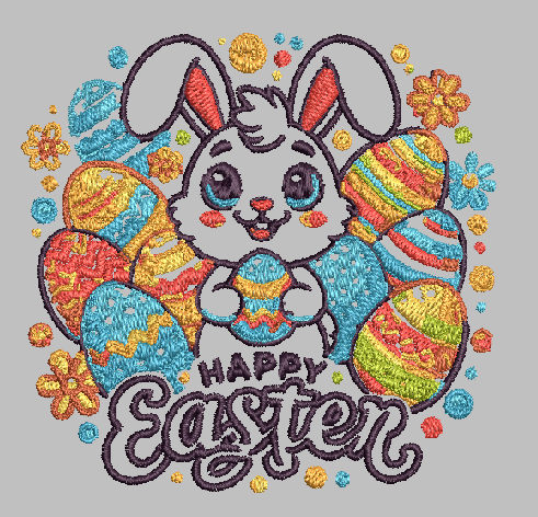 Happy Easter Bunny Embroidery Design