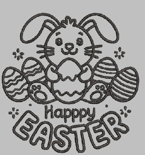 Happy Easter Bunny Silhouette Embroidery Design