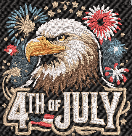 4th of July Eagle Fireworks Embroidery Design