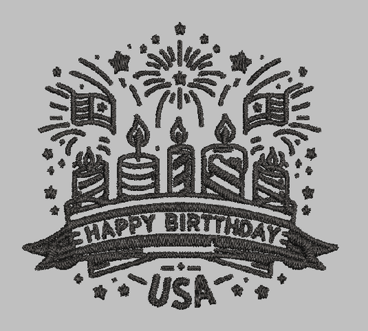 Happy Birthday USA Embroidery Design